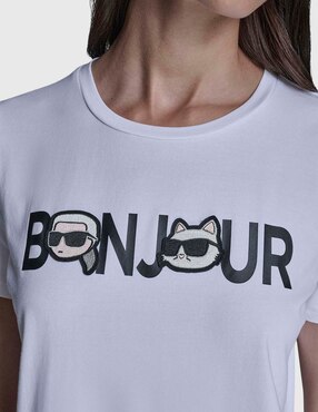 Playera manga corta Karl Lagerfeld Paris cuello redondo para mujer