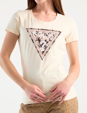 Playera manga corta guess cuello redondo para mujer