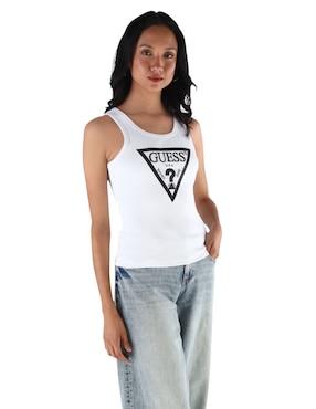 Playera sin manga Guess cuello redondo para mujer