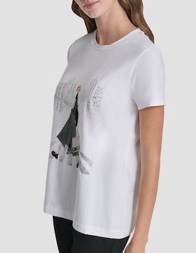 Playera manga corta Dkny cuello redondo para mujer