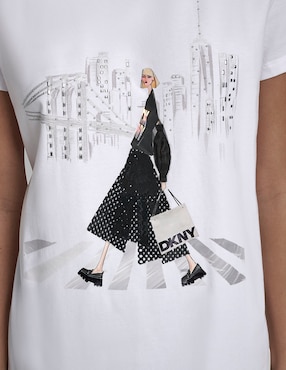 Playera manga corta Dkny cuello redondo para mujer