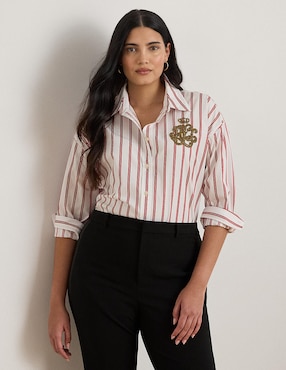 Blusa camisera Lauren Plus manga larga para mujer