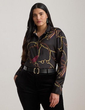 Blusa camisera Lauren Plus manga larga para mujer
