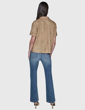 Blusa camisera Karl Lagerfeld Paris manga corta para mujer