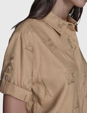 Blusa camisera Karl Lagerfeld Paris manga corta para mujer