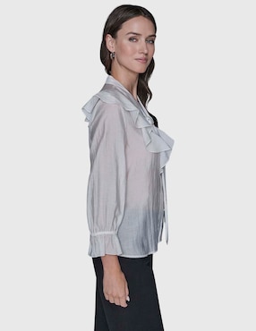 Blusa camisera Karl Lagerfeld Paris manga larga para mujer