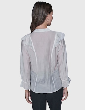 Blusa camisera Karl Lagerfeld Paris manga larga para mujer