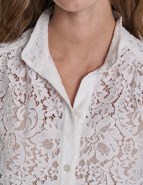 Blusa camisera Dkny Jeans manga al codo para mujer