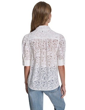 Blusa camisera Dkny Jeans manga al codo para mujer