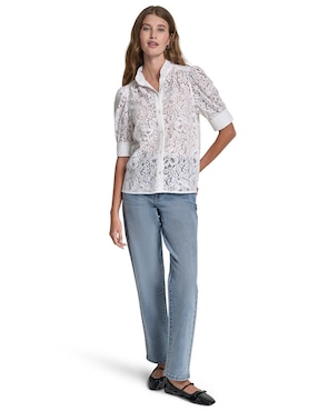 Blusa camisera Dkny Jeans manga al codo para mujer