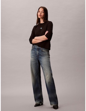 Playera manga larga Calvin Klein Jeans cuello redondo para mujer