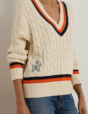 Suéter Lauren Ralph Lauren cuello v para mujer