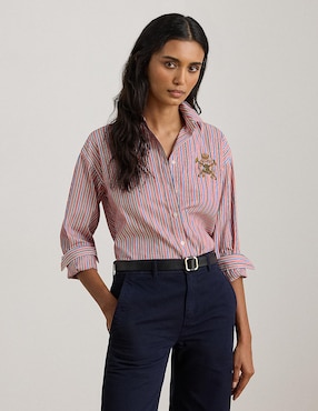 Blusa camisera Lauren Ralph Lauren manga larga para mujer