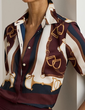 Blusa camisera Lauren Ralph Lauren manga larga para mujer