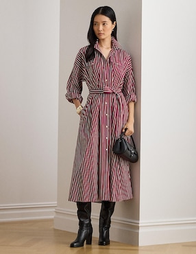 Vestido midi casual Lauren Petite para mujer