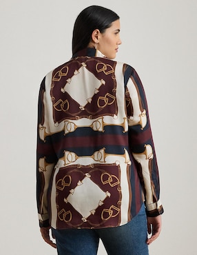 Blusa camisera Lauren Plus manga larga para mujer