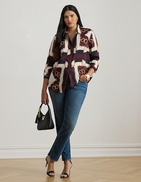 Blusa camisera Lauren Plus manga larga para mujer