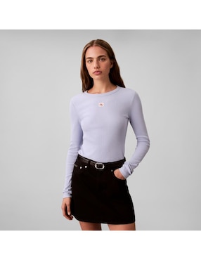 Playera manga larga Calvin Klein Jeans cuello redondo para mujer