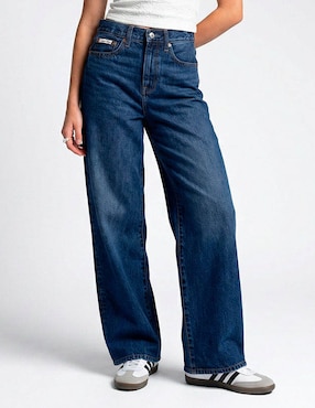 Jeans wide leg cintura media Calvin Klein para mujer