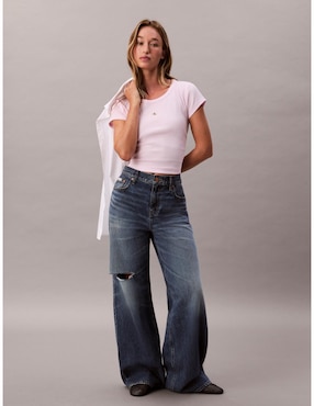 Playera manga corta Calvin Klein cuello redondo para mujer