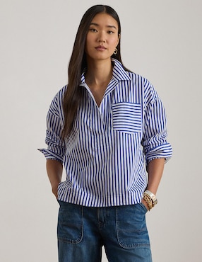 Blusa camisera Lauren Ralph Lauren manga larga para mujer
