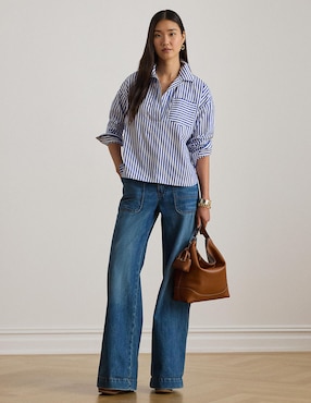 Blusa camisera Lauren Ralph Lauren manga larga para mujer