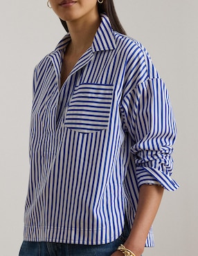 Blusa camisera Lauren Ralph Lauren manga larga para mujer