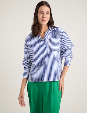 Blusa camisera Lauren Petite manga larga para mujer