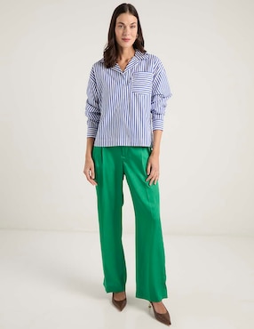 Blusa camisera Lauren Petite manga larga para mujer