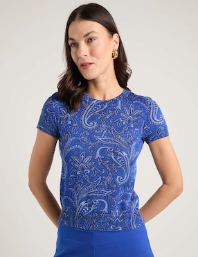 Blusa Lauren Petite manga corta para mujer