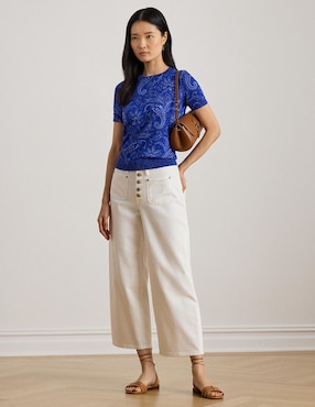 Blusa Lauren Petite manga corta para mujer
