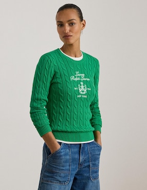 Suéter Lauren Petite cuello redondo para mujer