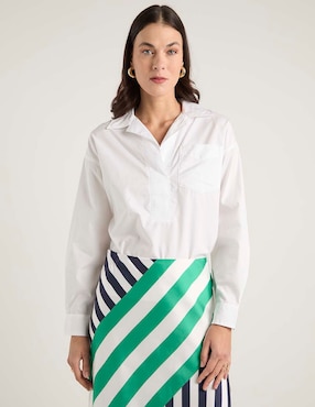Blusa camisera Lauren Petite manga larga para mujer