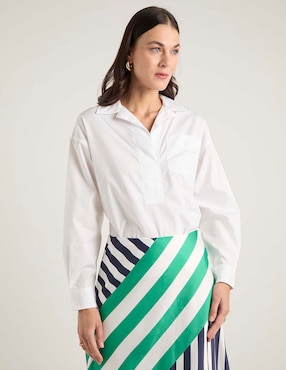 Blusa camisera Lauren Petite manga larga para mujer