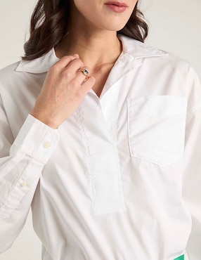 Blusa camisera Lauren Petite manga larga para mujer