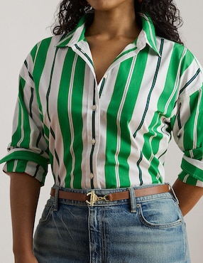 Blusa camisera Lauren Plus manga larga para mujer