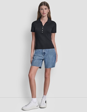 Top Dkny Jeans cuello camisero escote V