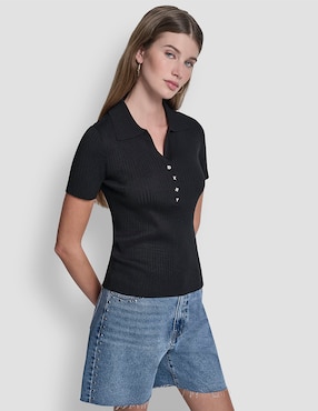 Top Dkny Jeans cuello camisero escote V