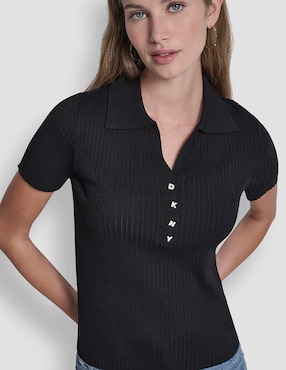 Top Dkny Jeans cuello camisero escote V
