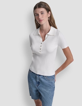 Top Dkny Jeans cuello camisero