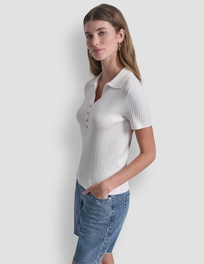 Top Dkny Jeans cuello camisero