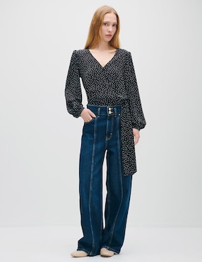 Blusa envolvente Julio Azur manga larga para mujer