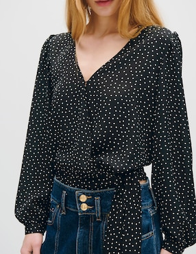 Blusa envolvente Julio Azur manga larga para mujer