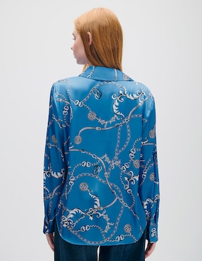 Blusa camisera Julio Azur manga larga para mujer