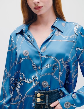 Blusa camisera Julio Azur manga larga para mujer