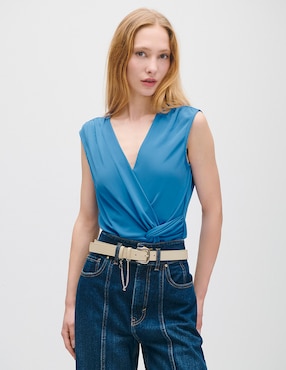 Blusa envolvente Julio Azur sin manga para mujer