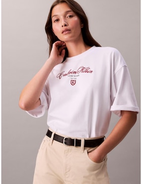 Playera manga corta Calvin Klein cuello redondo para mujer