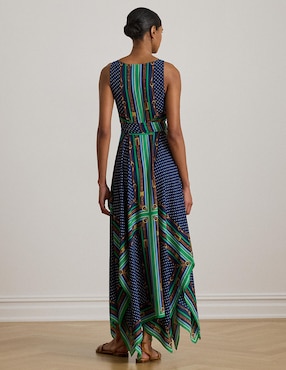 Vestido largo de fiesta Lauren Ralph Lauren escote V