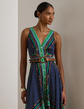 Vestido largo de fiesta Lauren Ralph Lauren escote V