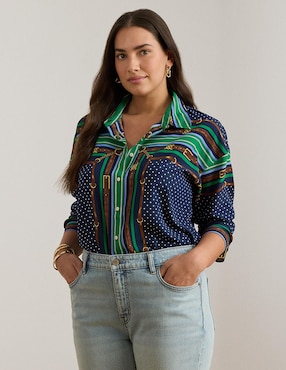 Blusa camisera Lauren Plus manga larga para mujer